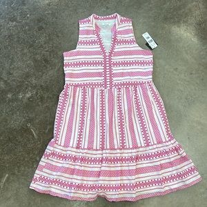 Signature by Robbie Bee Sz. M Fuchsia & white Babydoll Shift dress NEW